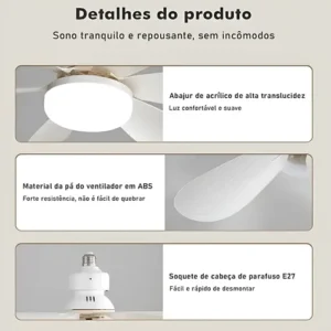 Luminária Ventilador De Teto 40w Potente Com Controle Remoto - Imagem 4