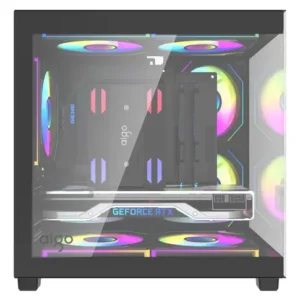 Gabinete Gamer Aigo Luna A275 Preto Mini-Tower com Lateral de Vidro e 3 Fans Rainbow - Imagem 3