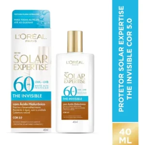 Protetor Solar Facial FPS 60, Textura Aquosa Ultraleve, Proteção Avançada Anti-Idade, Cor 5.0, Expertise The Invisible L’Oréal Paris Solar 40g - Imagem 3