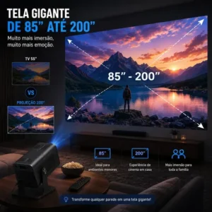 Projetor HY320 Hardline Smart TV Android WiFi 6 390 ANSI Lumens Full HD Suporte 4K HDMI Bluetooth HY 320 85-200 Polegadas Alto Falante Com Controle Remoto Bivolt Portátil - Imagem 3