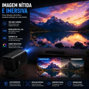 Projetor HY320 Hardline Smart TV Android WiFi 6 390 ANSI Lumens Full HD Suporte 4K HDMI Bluetooth HY 320 85-200 Polegadas Alto Falante Com Controle Remoto Bivolt Portátil - Imagem 4