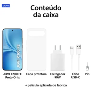 Smartphone JOVI X300 FE 5G Câmera ZEISS 50MP 256GB de Memória 24GB RAM (12GB + 12GB RAM expandida) Bateria 6500mAh Processador Snapdragon 8 Gen 5 e Carregador 90W - Preto Ônix - Imagem 8