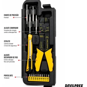 Maleta Estojo Kit Jogo 169 Ferramentas Caixa Completa Devilprex Preto - Imagem 5