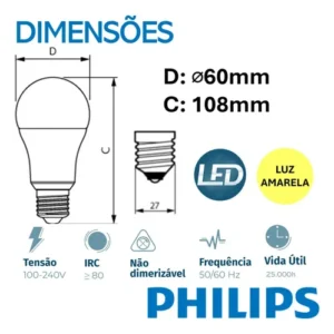 Kit 10 Lampada Led Bulbo Philips 9w Branco Quente 3000k E27 100/240v - Imagem 3
