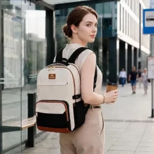 Mochilas Notebook Feminina, Mochilas Viagem Mochilas Escolar,Notebook Para 15.6 Polegadas Impermeável Reforçada Antifurto Viagem Para Uso Diário,Estudantes,Negócios E Trabalho Matein Preto E Branco - Imagem 2
