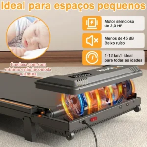 Esteira Elétrica Plana Residencial Preta Cor Preto Bluetooth - Imagem 5