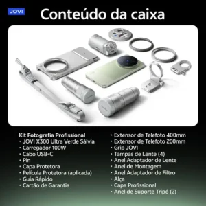 Smartphone JOVI X300 Ultra com Kit para Fotografia Profissional 5G Câmera 200MP ZEISS 512GB 16GB Bateria 6600mAh Processador Snapdragon 8 Elite Gen 5 e Carregador 100W - Verde Sálvia - Imagem 12