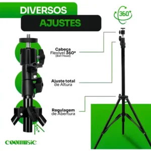 Tripé Profissional Para Celular E Câmera Pedestal 2,1m Suporte Horizontal E Vertical - Imagem 2