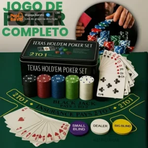 Kit Jogo De Poker Texas Semi Profissional Completo 200 Fichas Numeradas Campeonato Marca Kururuá - Imagem 1