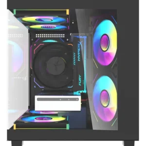 Gabinete Gamer Aigo Luna A275 Preto Mini-Tower com Lateral de Vidro e 3 Fans Rainbow - Imagem 2