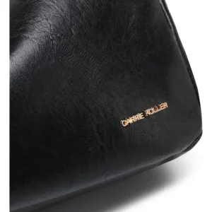 Bolsa Hobo Feminina Preta Couro Sintético Moderna Ajustável - Imagem 10