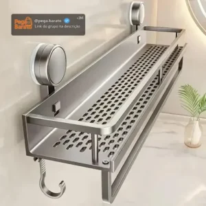 Banheiro Prateleira Sem Furo Adesivo Parede Suporte 60cm - Imagem 1