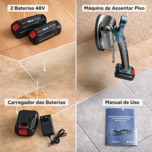 Maquina Assentar Piso Porcelanato Sem Fio Vibratória Ventosa 2 Baterias 48v Bolsa Transporte - Imagem 5