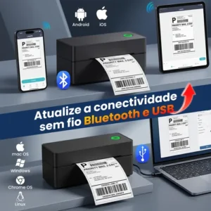 Mini Impressora Etiquetas Térmica Bluetooth Portatil Armazém - Imagem 2