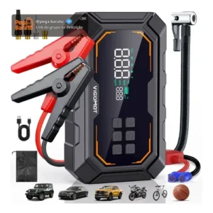 Auxiliar Partida Bateria Compressor Ar Portátil Automotivo - Imagem 1
