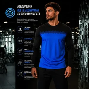 Kit 3 Camiseta Masculina Dryfit Academia Corrida Manga Longa - Imagem 3