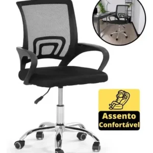Cadeira De Escritório Secretária Giratória Altura Ajustável Cor Preto - Imagem 8