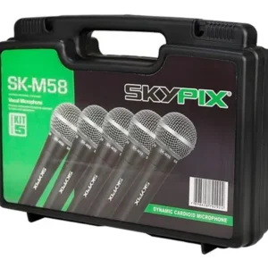 Kit C/ 5 Microfones Profissionais Skypix Sm58a Com Maleta Cor Preto - Imagem 4