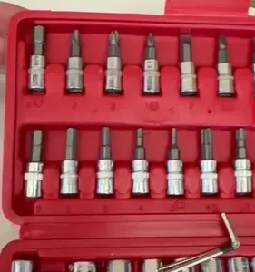 Kit Chave Catraca Soquete 46 Peças Indufer em Cromo Vanádio, para Manutenção - Imagem 2