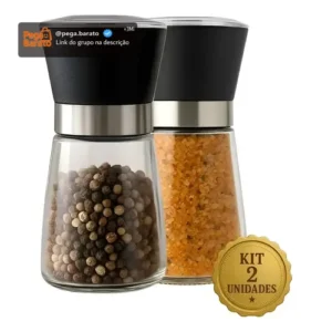 Kit 2 Moedores De Sal Grosso E Pimenta Do Reino Em Aço Inox Boa Dica® - Imagem 1