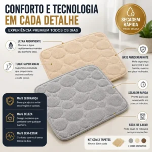 Kit 2 Tapete Banheiro Ultra Absorvente Secagem Rápida Lavabo - Imagem 3