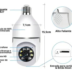 Câmera Lâmpada B-MAX Wifi 360º Infravermelho IP44 1080p Segurança - Imagem 3