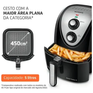 Fritadeira elétrica sem óleo Mondial Cozinha AFN-50 5L preta e inox - Imagem 3