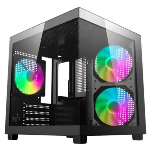 Gabinete Gamer Aigo Luna A275 Preto Mini-Tower com Lateral de Vidro e 3 Fans Rainbow - Imagem 8