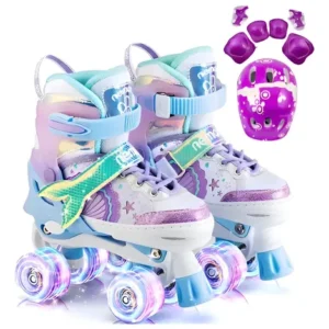 Patins 4 Rodas Com Led Patins Infantil Menina + Kit Proteção - Imagem 2