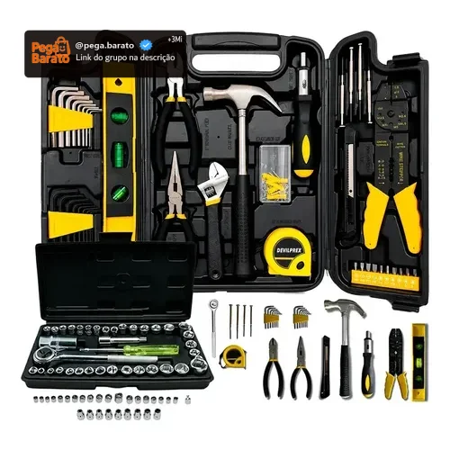 Maleta Estojo Kit Jogo 169 Ferramentas Caixa Completa Devilprex Preto