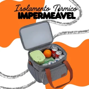 Bolsa Térmica Lancheira Marmita 12L Média Cerveja Comida Bebidas Academia Trabalho Escola Passeio Alça Ajustável e Removível Conserva Quente E Frio Cor Preta Tche Amo - Imagem 5