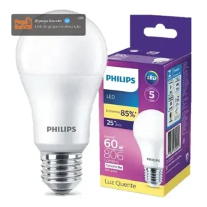Kit 10 Lampada Led Bulbo Philips 9w Branco Quente 3000k E27 100/240v - Imagem 1