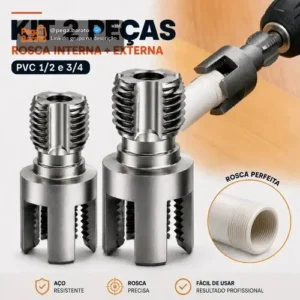 Kit 2 Chaves Rosqueador Tarraxa Cano Tubo PVC 1/2 3/4 Rosca Interna Externa Ferramenta Manual 2 Em 1 - Imagem 1