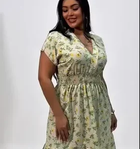 Vestido Longo Feminino Evangélico Gola V Detalhe Em Lastéx - Imagem 9