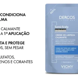 Creme de Limpeza Capilar Dercos Sensi-Scalp Calmante para Cabelos Sensíveis Refil 200ml Vichy - Imagem 2