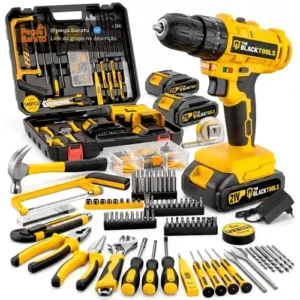 Parafusadeira Furadeira De Impacto The Black Tools Profissional 2 Baterias Com Maleta + Kit Acessórios 145 Peças Tbkit19 - Imagem 1