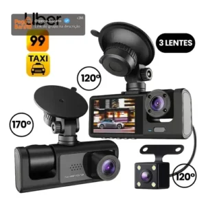 3 Câmera Wifi Automotiva Veicular Carro Com Hd Noturna 1080p Icarbonx - Imagem 1