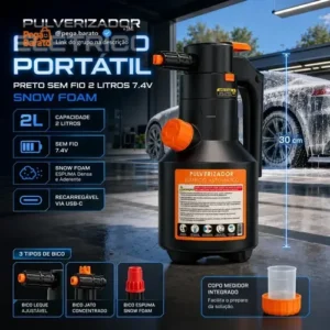 Pulverizador Elétrico Automotivo Portátil Verunto, para Espuma e Limpeza de 2 L - Imagem 1