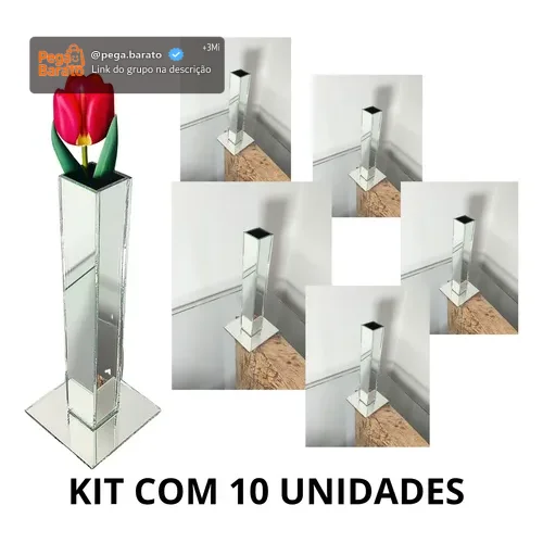Kit Atacado 10 Vasos De Vidro Solitário Para Flor Artificial
