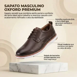 Sapato Social Masculino Oxford Elegante Casamento Trabalho - Imagem 7