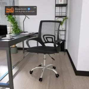 Cadeira De Escritório Secretária Giratória Altura Ajustável Cor Preto - Imagem 1