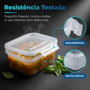 Kit 10 Potes 750ml com Tampa Trava Plástico Transparente para Mantimentos e Alimentos Marmita Organizador de Cozinha Geladeira e Freezer Jogo de Potes para Organização Ponte Lar Utilidades - Imagem 6