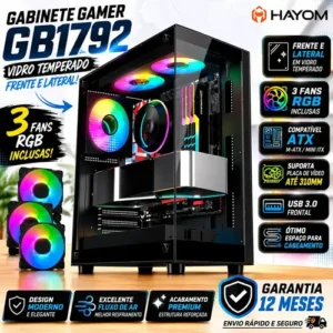 Gabinete Gamer Mid Tower Rgb Atx Em Vidro Temperado Gb1792 - Imagem 1