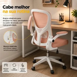 Cadeira de Escritório Mônaco Giratória com Altura Ajustável | Cor Rosa Magazine Decor - Imagem 5
