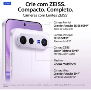 Smartphone JOVI X300 FE 5G Câmera ZEISS 50MP 256GB de Memória 24GB RAM (12GB + 12GB RAM expandida) Bateria 6500mAh Processador Snapdragon 8 Gen 5 e Carregador 90W - Preto Ônix - Imagem 9