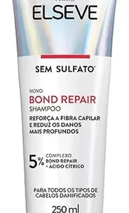 Shampoo Reparação Molecular Limpeza Suave Sem Sulfato Reconstrói Ligações Devolve Força Com Ácido Cítrico Cabelos Danificados Elseve Bond Repair L'Oréal Paris 250ml - Imagem 1