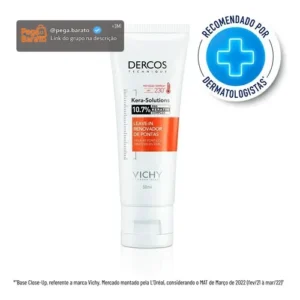 Leave-in Renovador de Pontas para Cabelos Danificados, Antifrizz e Proteção Térmica, Dercos Kera Solutions, Vichy, 50ml - Imagem 1