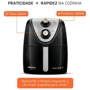 Fritadeira elétrica sem óleo Mondial Cozinha AFN-50 5L preta e inox - Imagem 8