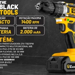 Parafusadeira E Furadeira Impacto The Black Tools Tb-21pw 3/8 Cor Amarelo Frequência 50/60 Hz - Imagem 4