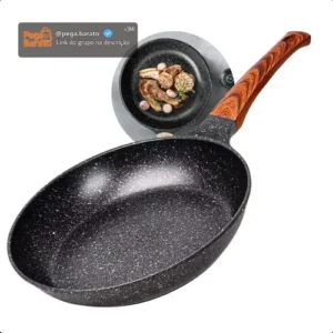 Frigideira Cerâmica Antiaderente Grande 24cm Para Fogão A Gás Indução Cooktop Panela Frita Sem Óleo Não Gruda Profissional Moderna Mix - Imagem 1
